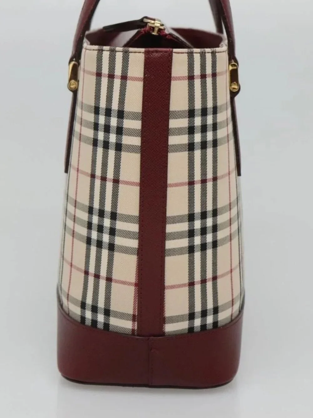 BURBERRY Nova Check Tote Bag Canvas Beige Gold Auth 118162 - Picture 3 of 14